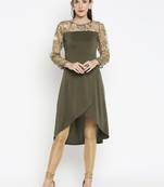 Green embroidered polyester kurtas-and-kurtis