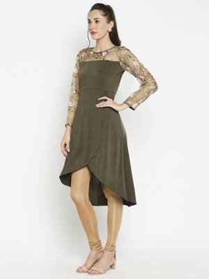 Green embroidered polyester kurtas-and-kurtis 2