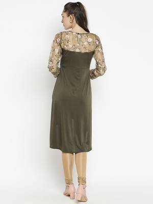 Green embroidered polyester kurtas-and-kurtis 4