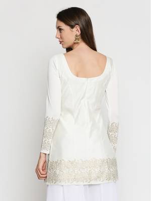 Off-white printed polyester kurtas-and-kurtis 3
