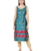 Green printed polyester kurtas-and-kurtis
