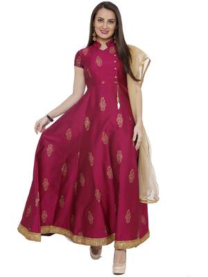 Pink printed polyester kurtas-and-kurtis 1