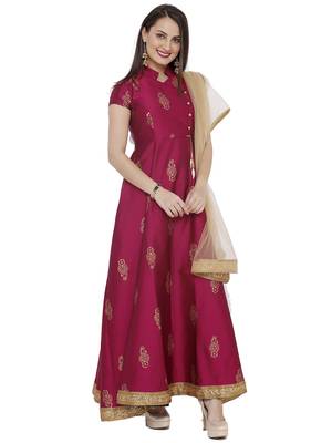 Pink printed polyester kurtas-and-kurtis 2
