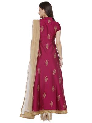 Pink printed polyester kurtas-and-kurtis 3