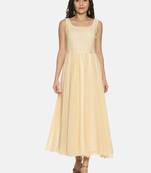 Cream plain chiffon kurtas-and-kurtis