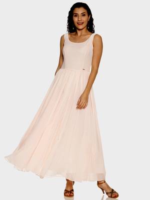Pink plain chiffon kurtas-and-kurtis 1