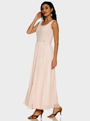 Pink plain chiffon kurtas-and-kurtis 2