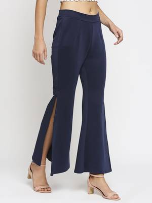 Blue plain polyester trousers 2