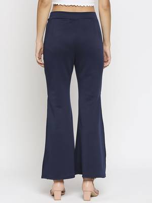 Blue plain polyester trousers 3