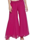 Pink plain chiffon palazzo-pants