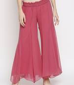 Pink plain chiffon palazzo-pants