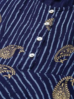 Navy-blue printed viscose rayon maxi-dresses 5