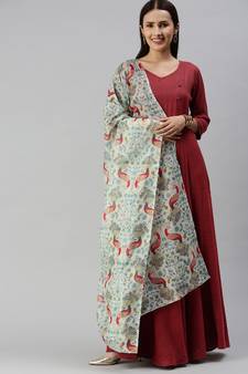 Maroon woven viscose rayon maxi-dresses