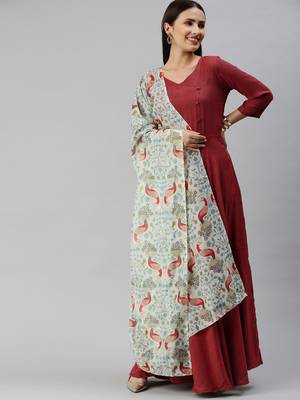 Maroon woven viscose rayon maxi-dresses 4