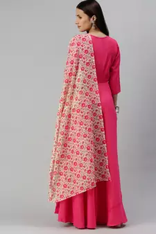 Pink woven viscose rayon maxi-dresses
