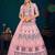 Pink Multi-thread, Sequins, and gota patti Embroidered Georgette Semi-stitched Lehenga