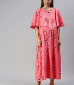 Peach printed cotton maxi-dresses