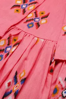 Peach printed cotton maxi-dresses