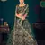 Dark Green Multi-thread, Sequins & gota patti Embroidered with all over diamond pasting Georgette Semi-stitched Lehenga