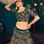 Dark Green Multi-thread, Sequins & gota patti Embroidered with all over diamond pasting Georgette Semi-stitched Lehenga