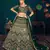 Dark Green Multi-thread, Sequins & gota patti Embroidered with all over diamond pasting Georgette Semi-stitched Lehenga