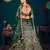 Dark Green Multi-thread, Sequins & gota patti Embroidered with all over diamond pasting Georgette Semi-stitched Lehenga