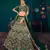 Dark Green Multi-thread, Sequins & gota patti Embroidered with all over diamond pasting Georgette Semi-stitched Lehenga