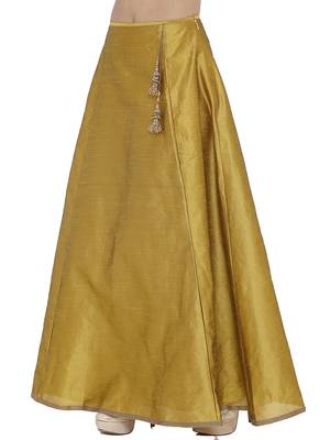 Yellow printed polyester skirts 1