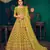 Lime Green Multi-thread with gota patti Embroidered Georgette Semi-stitched Lehenga