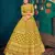 Lime Green Multi-thread with gota patti Embroidered Georgette Semi-stitched Lehenga