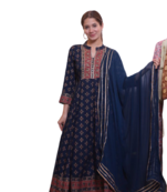 RF 1212 Navy Blue Kurti Pant Duptta