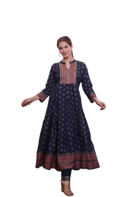RF 1212 Navy Blue Kurti Pant Duptta 2
