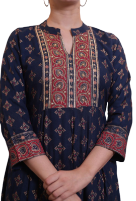 RF 1212 Navy Blue Kurti Pant Duptta 4