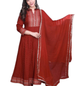 RF 1214 Red Kurti Pant Duptta