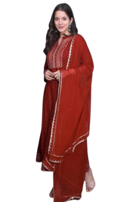 RF 1214 Red Kurti Pant Duptta 4