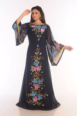 Royal Ethnic Maxi Abaya Moroccan Islamic Kaftan Beach Fancy Modern Floor Length Bell Sleeve For Women Dress 2