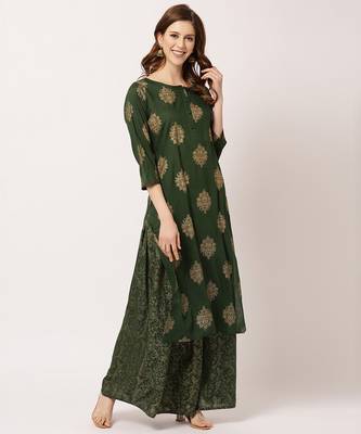 Green digital print rayon salwar 3
