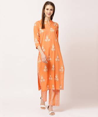 Orange digital print cotton salwar 1