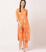 Orange digital print cotton salwar