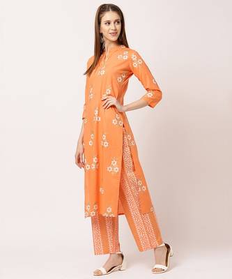 Orange digital print cotton salwar 2