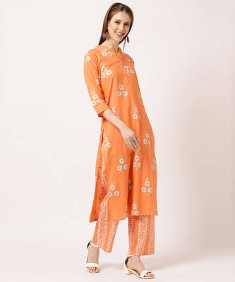 Orange digital print cotton salwar 3