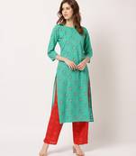 Green digital print cotton salwar