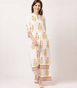 White digital print cotton salwar