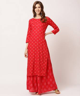 Red digital print rayon salwar 1