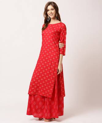 Red digital print rayon salwar 2