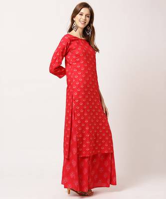 Red digital print rayon salwar 3