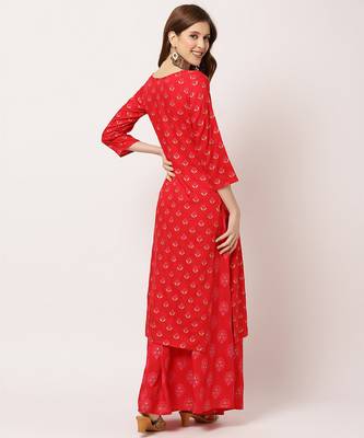 Red digital print rayon salwar 4