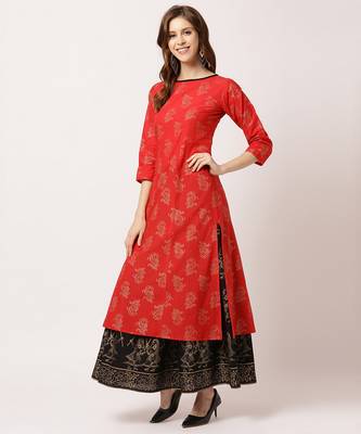 Red digital print cotton salwar 2