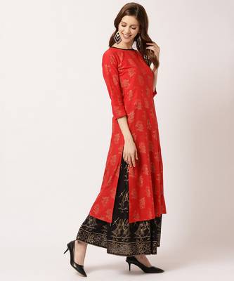Red digital print cotton salwar 3