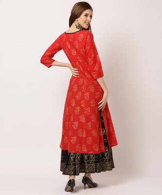 Red digital print cotton salwar 4